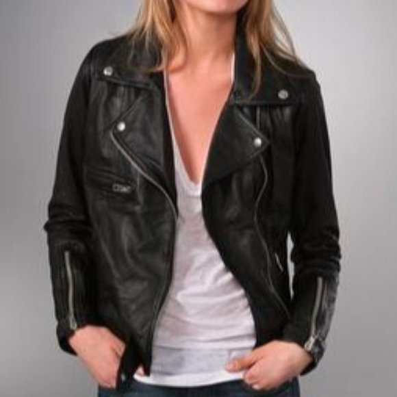 New SWORD 6644 Novara Black Distressed Leather Zipped Biker Moto Jacket - Picture 1 of 10